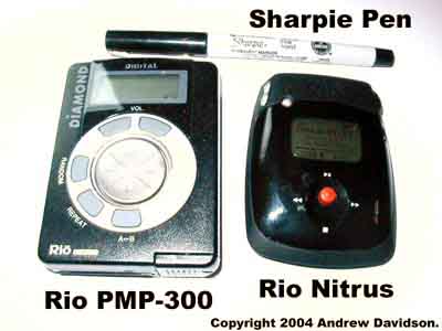 Size comparison of Rio PMP-300, Rio Nitrus, and Sharpie pen.